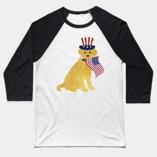 Preppy Patriotic Golden Retriever Baseball T-Shirt